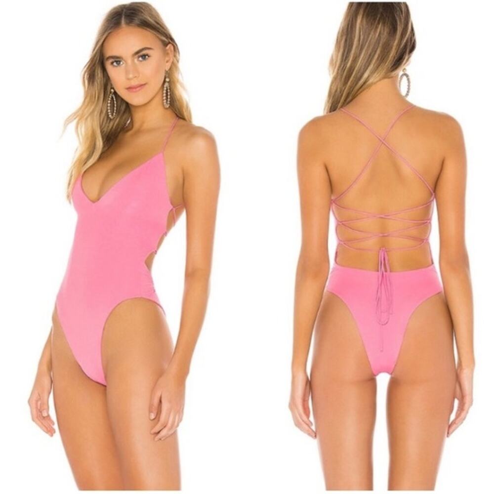 Superdown Rose One Piece Swimsuit Bodysuit Womens Size Large Pink